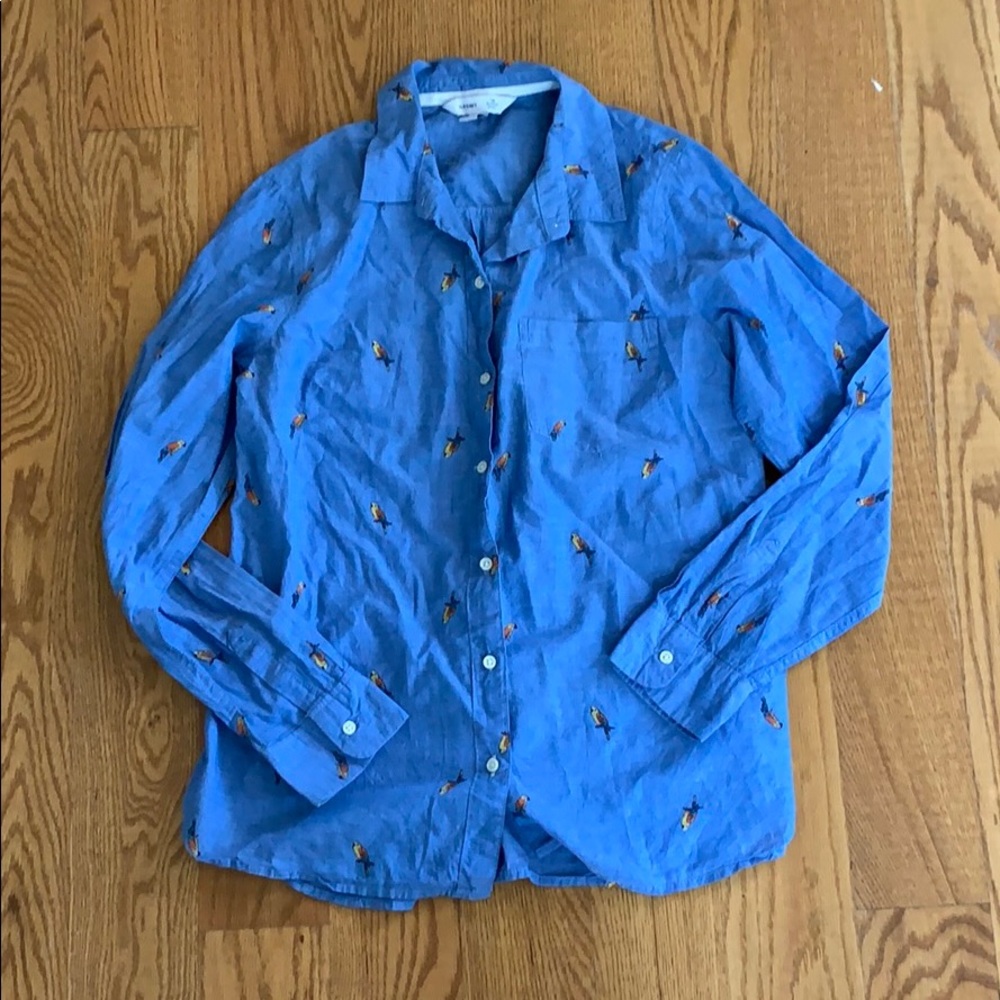 Button down parrot shirt.
